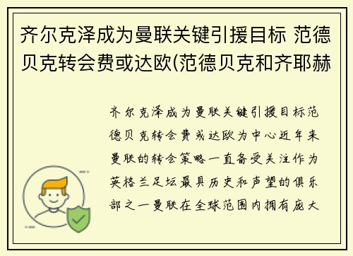 齐尔克泽成为曼联关键引援目标 范德贝克转会费或达欧(范德贝克和齐耶赫谁厉害)
